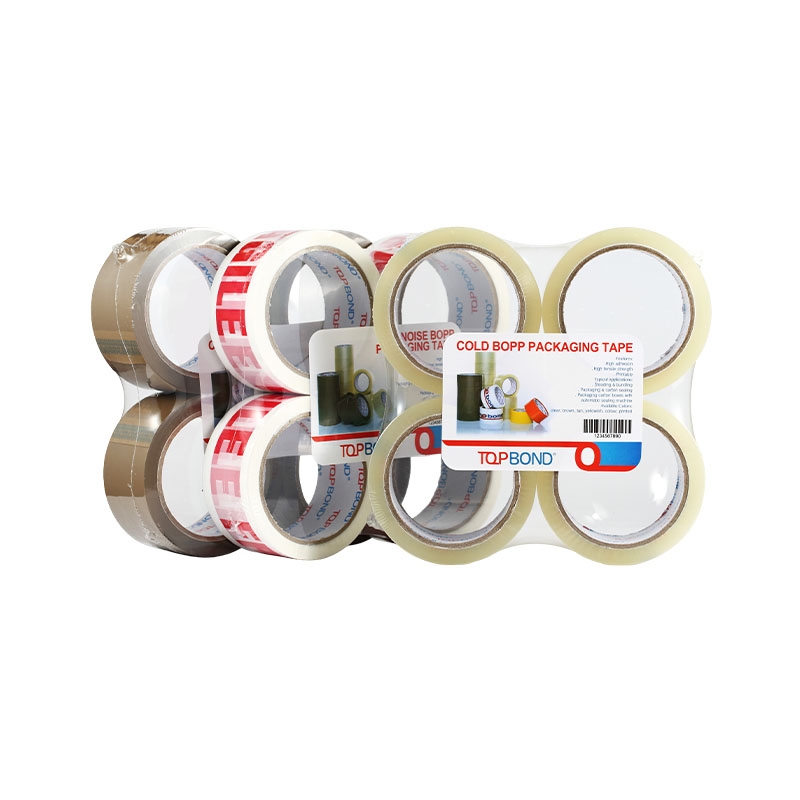 How does low-temperature packing tape bond to cartons made of different materials?